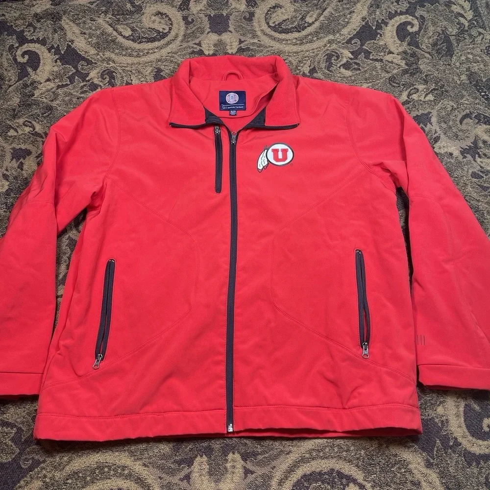 NCAA Utah Utes University of Utah Men's Full Zip Red Jacket Size XL GIII